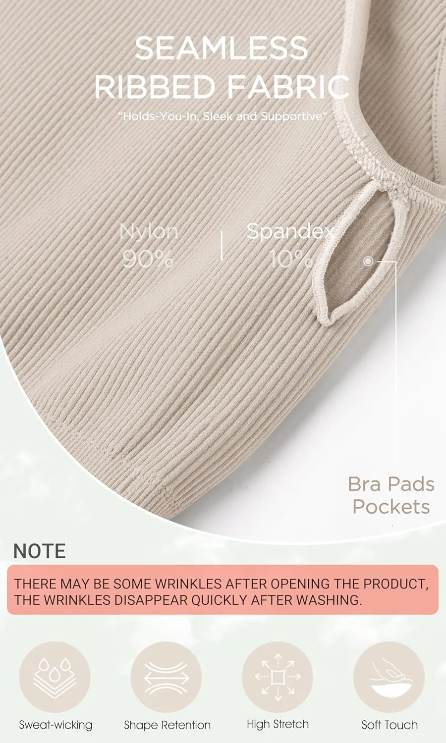 ODODOS Seamless One Shoulder Sports Bra for Women Ribbed Asymmetrical Non Padded Yoga Crop Tank Tops