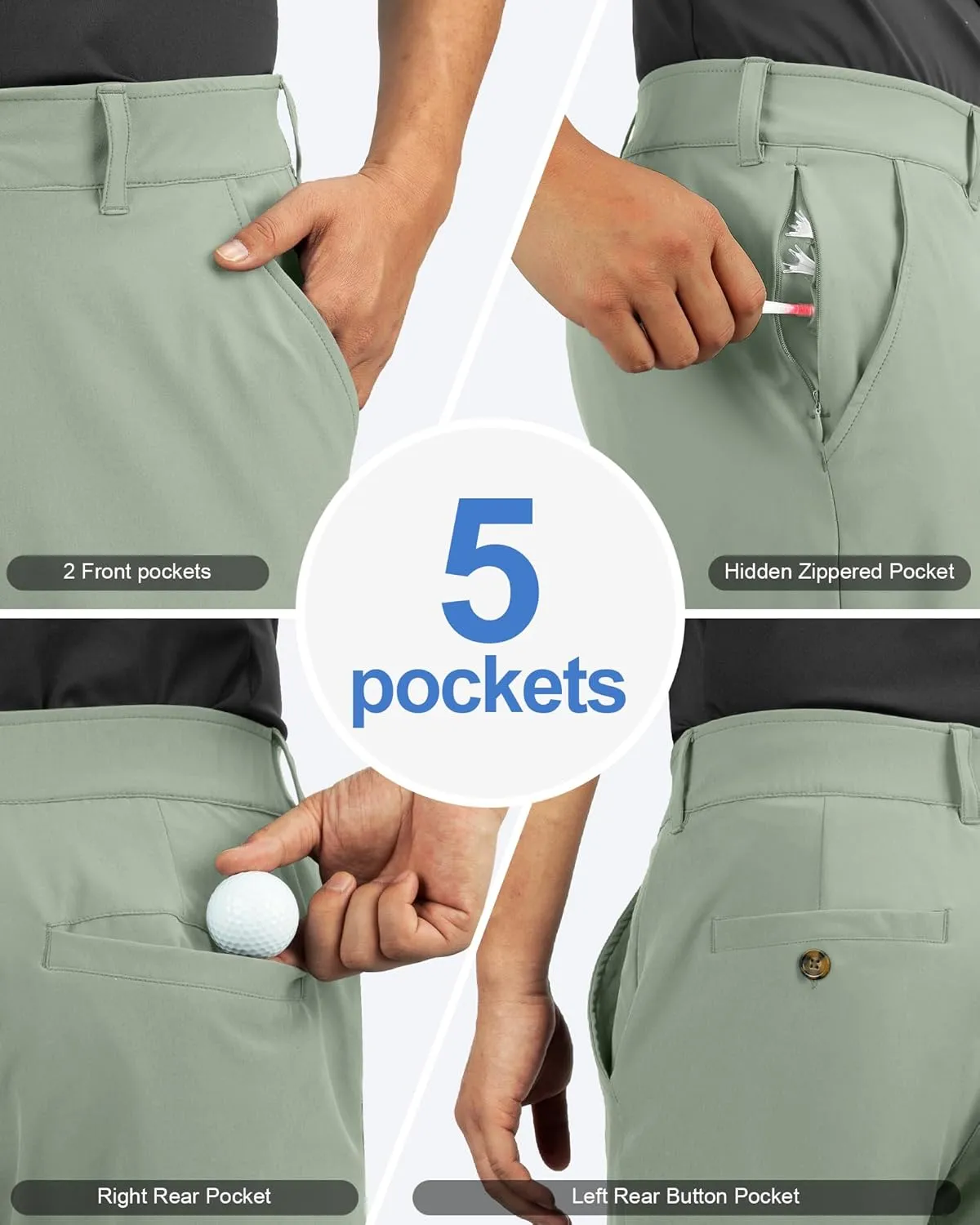 Outdoor Ventures Men's Golf Shorts 11" Inseam Classic-Fit Flat Front Stretch Casual Shorts with Pockets Summer Hiking Travel