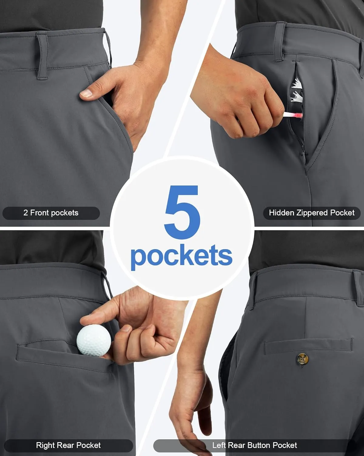 Outdoor Ventures Men's Golf Shorts 11" Inseam Classic-Fit Flat Front Stretch Casual Shorts with Pockets Summer Hiking Travel