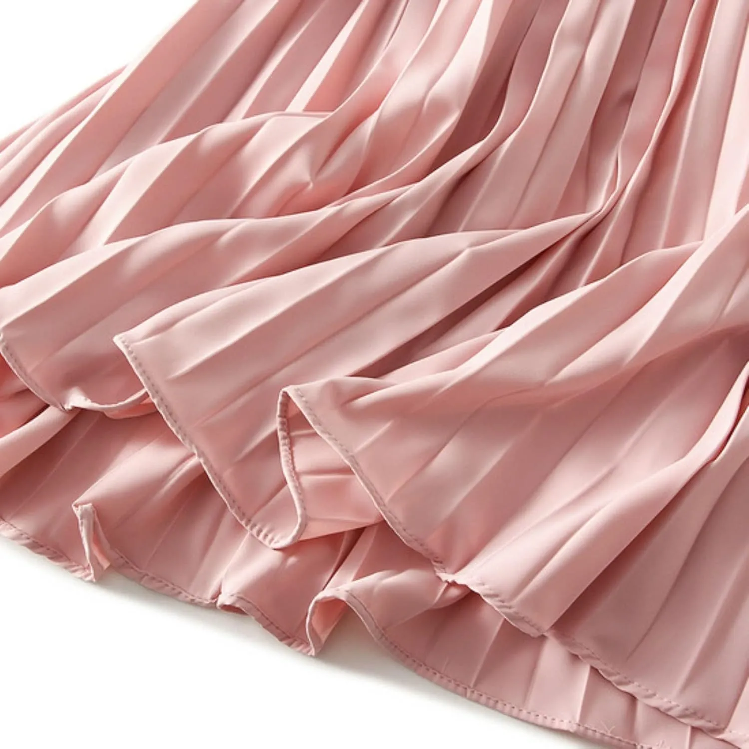 Pleated Flowy Long Maxi Skirts for Women Summer Casual Boho Beach Skirt Solid Color High Waisted Swing Tiered A-Line Skirt