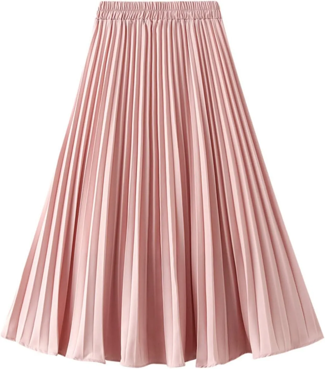 Pleated Flowy Long Maxi Skirts for Women Summer Casual Boho Beach Skirt Solid Color High Waisted Swing Tiered A-Line Skirt