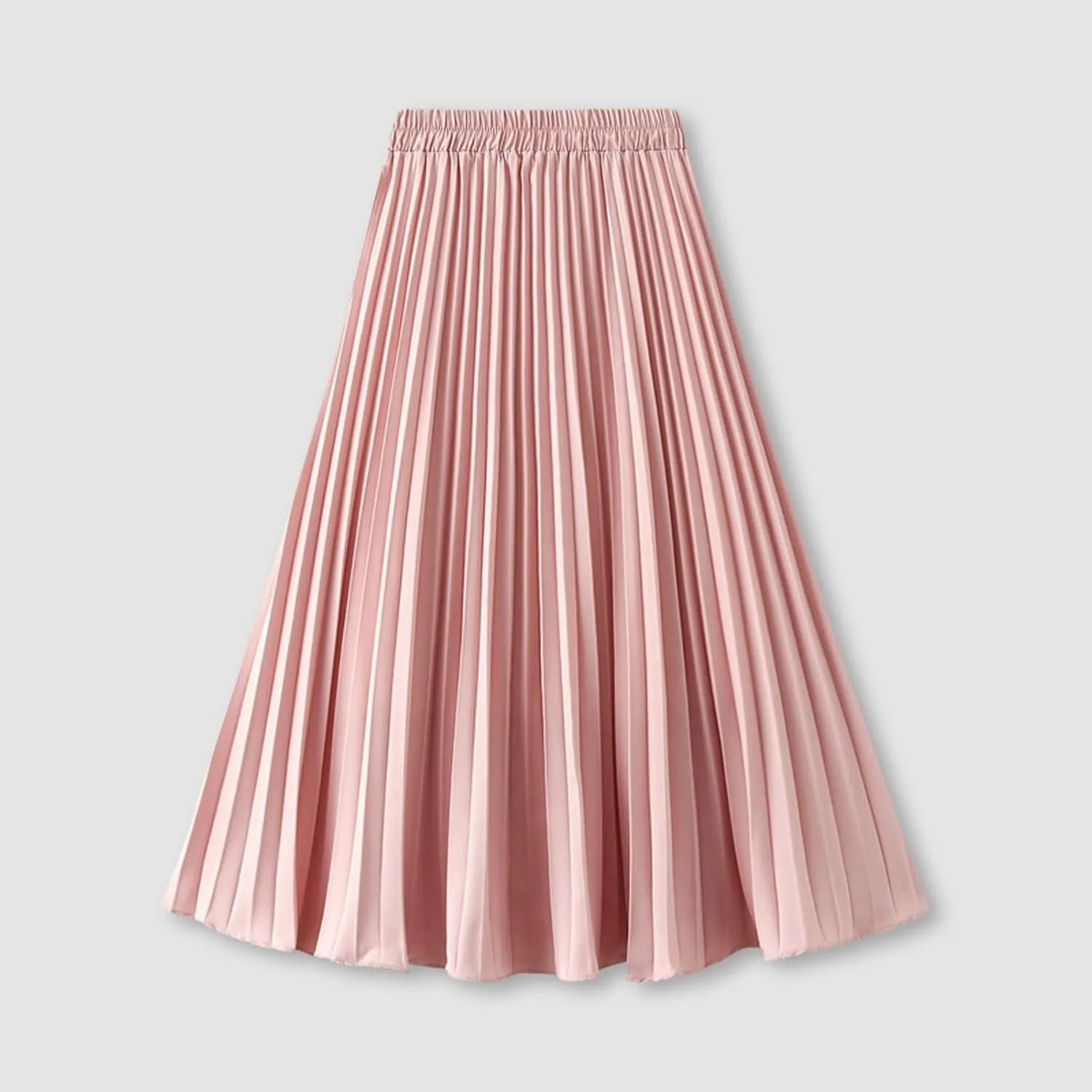 Pleated Flowy Long Maxi Skirts for Women Summer Casual Boho Beach Skirt Solid Color High Waisted Swing Tiered A-Line Skirt