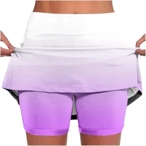 Plus Size Skorts for Women Built-in Shorts High Waist Workout Tennis Skirts 2025 Trendy Tie-Dye Print Athletic Shorts