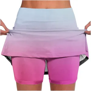 Plus Size Skorts for Women Built-in Shorts High Waist Workout Tennis Skirts 2025 Trendy Tie-Dye Print Athletic Shorts