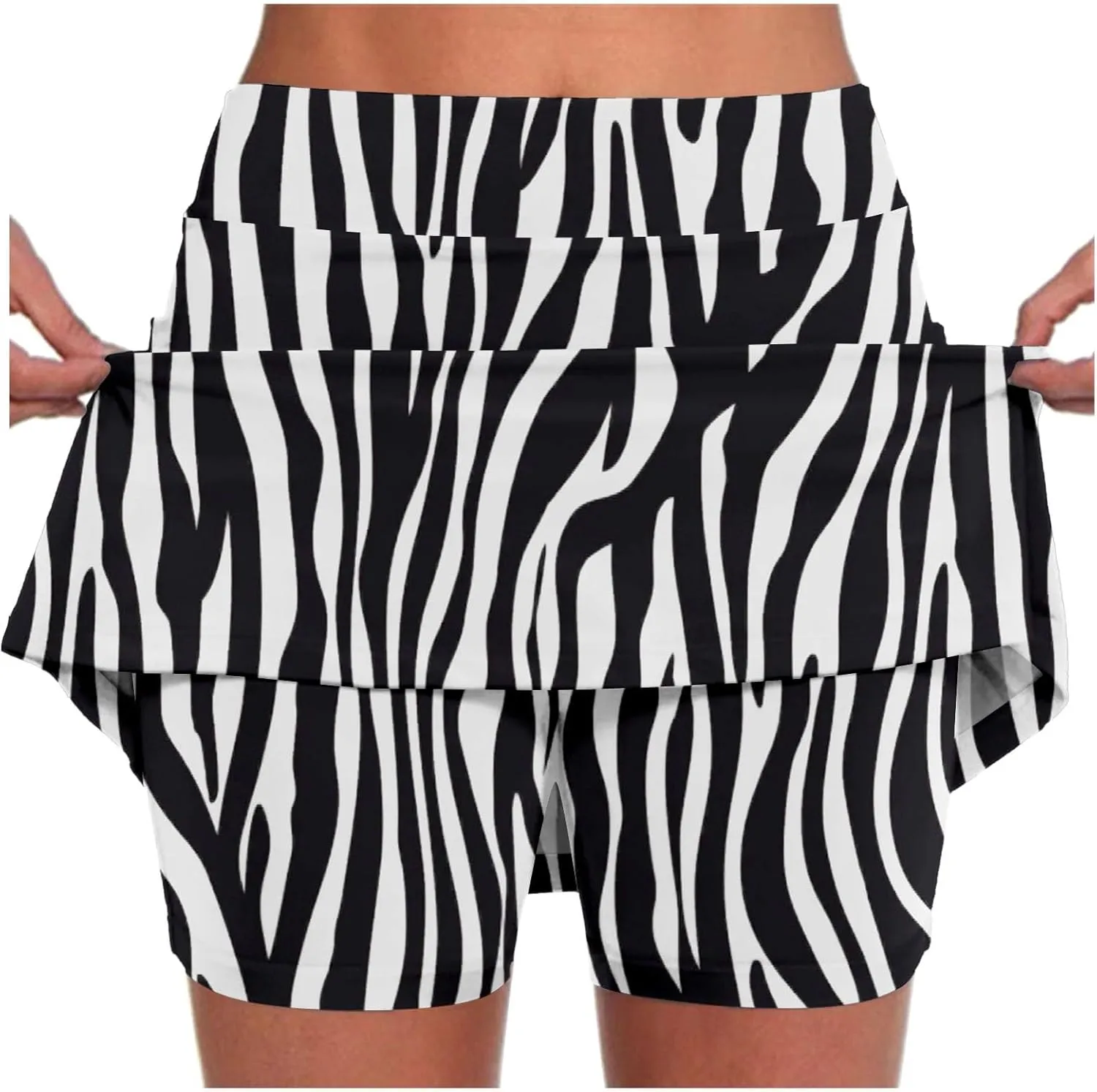 Plus Size Skorts for Women Tummy Control High Waisted Athletic Tennis Golf Skirt with Shorts Pockets Lightweight Biker Shorts