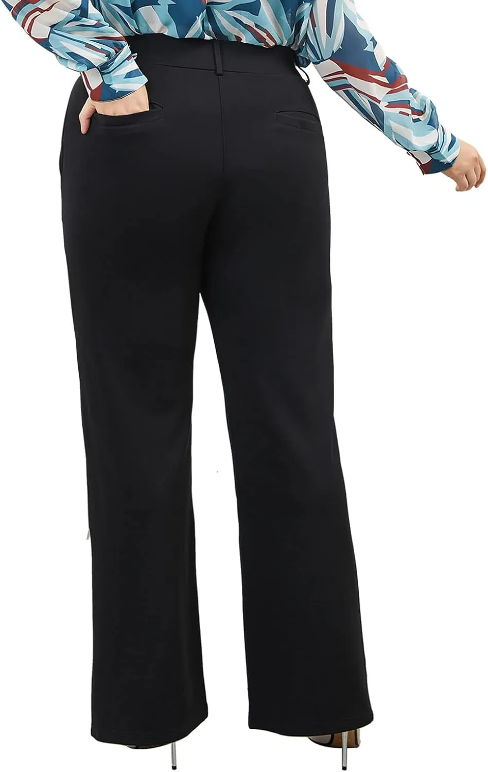 Plus Size Women's Wide-Leg Dress Pants - High Waisted Capri for Business Casual,Work Clothes for Office