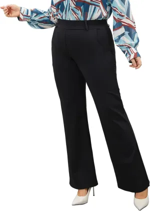 Plus Size Women's Wide-Leg Dress Pants - High Waisted Capri for Business Casual,Work Clothes for Office