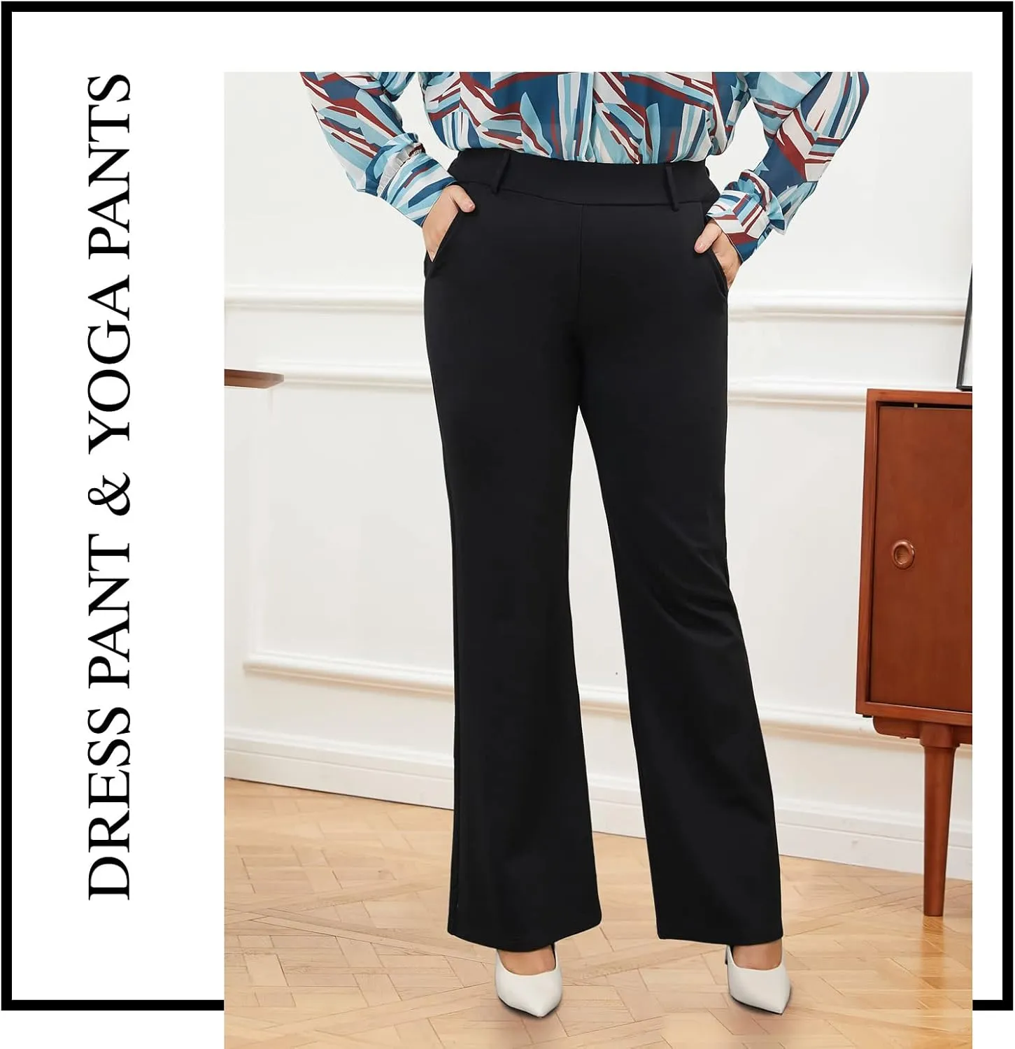 Plus Size Women's Wide-Leg Dress Pants - High Waisted Capri for Business Casual,Work Clothes for Office
