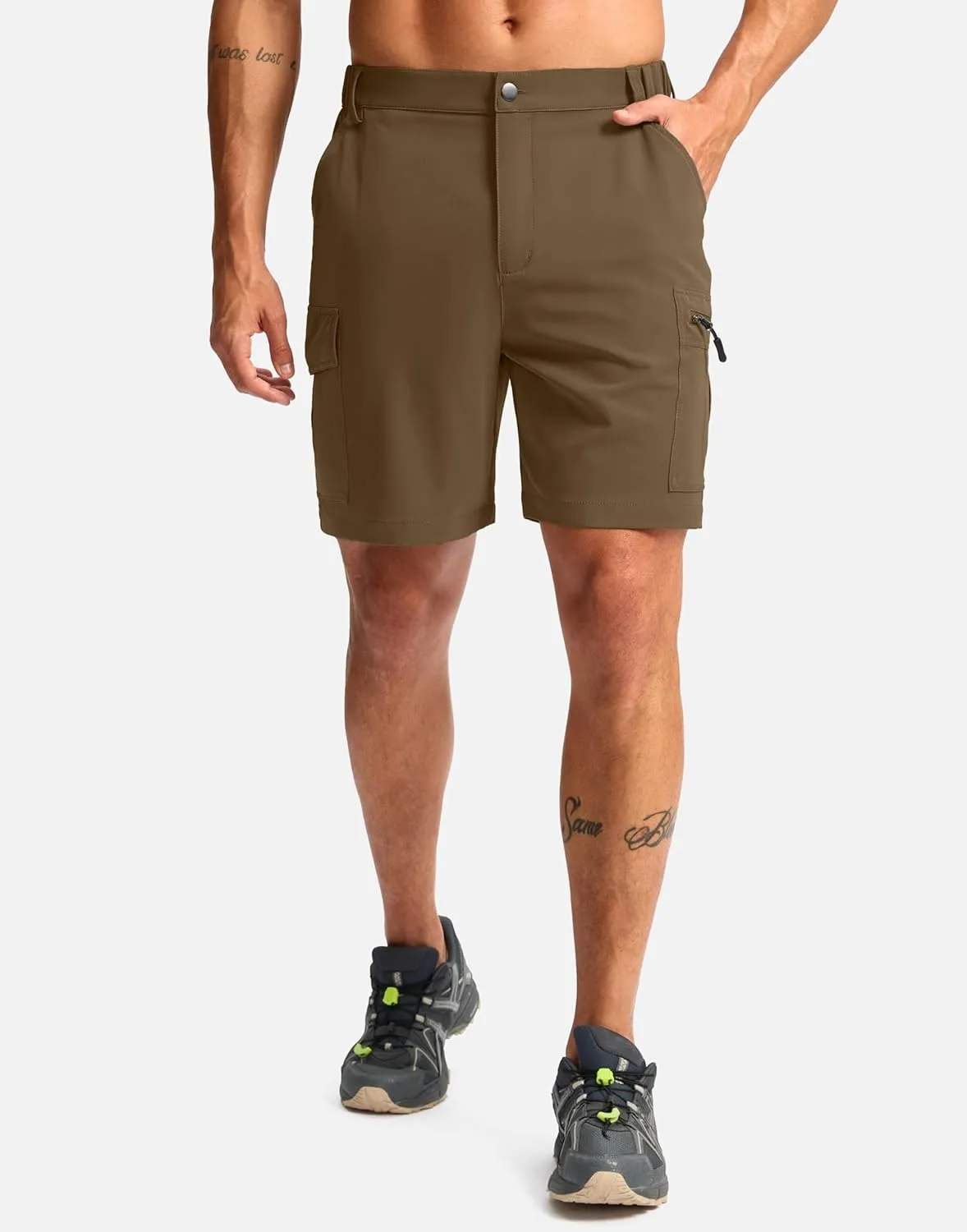 Pudolla Men's Hiking Cargo Shorts 7" Lightweight Quick Dry Casual Work Shorts for Men Summer Travel Golf with 5 Pockets