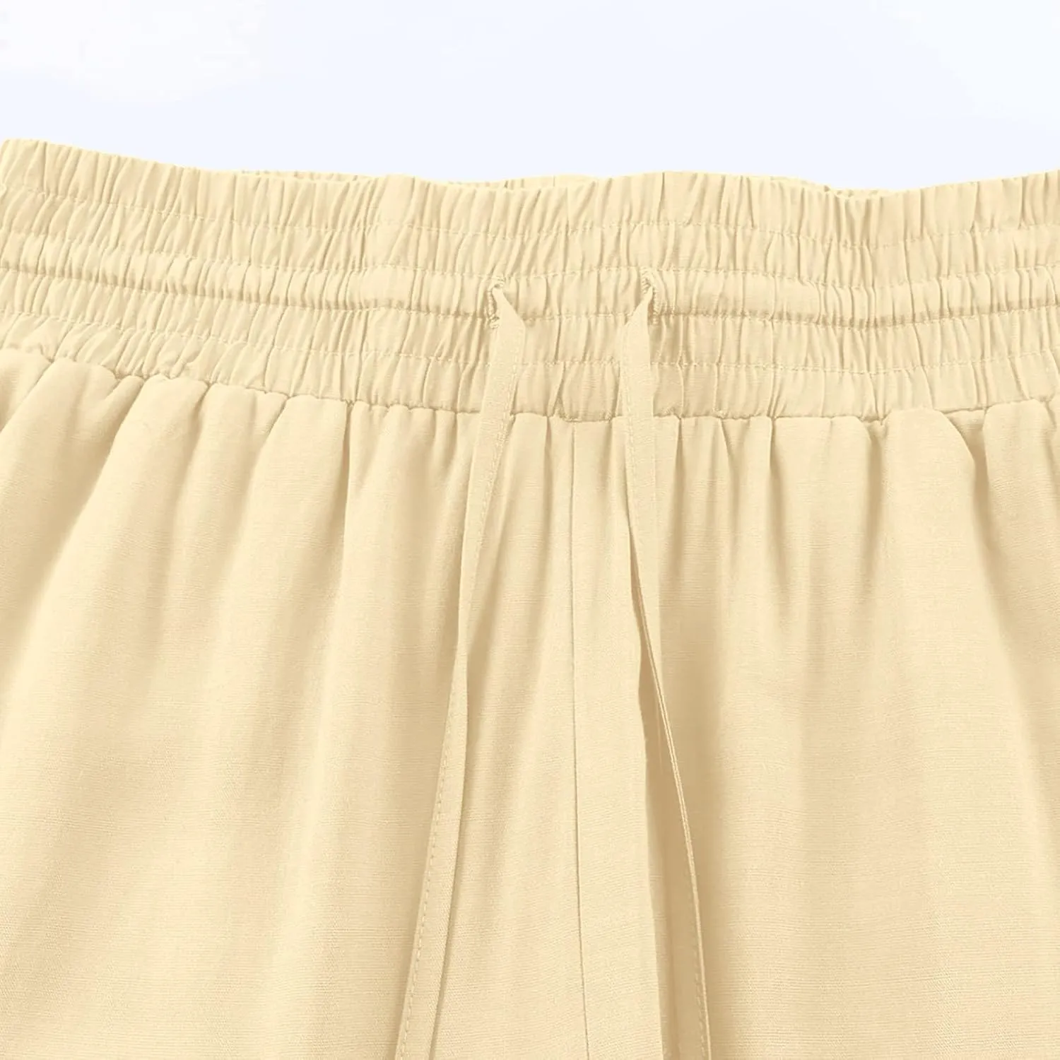 QWENTMTNTY High Waisted Palazzo Pants for Women Cotton Linen Wide Leg Casual Summer Plus Size Long Pants Trousers Pockets