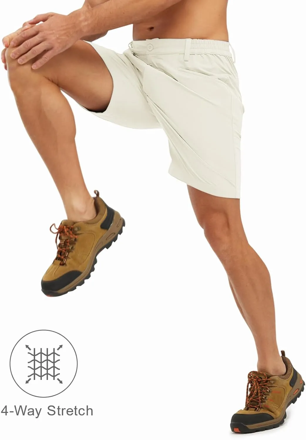 Rdruko Men's Stretch Golf Shorts 7 Inch Inseam Dress Casual Dry Fit Elastic Waist Lightweight Flat Front Work Shorts