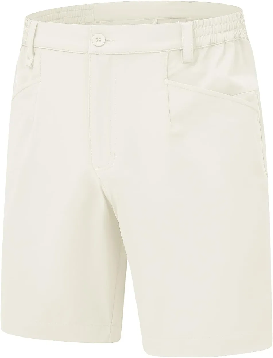 Rdruko Men's Stretch Golf Shorts 7 Inch Inseam Dress Casual Dry Fit Elastic Waist Lightweight Flat Front Work Shorts