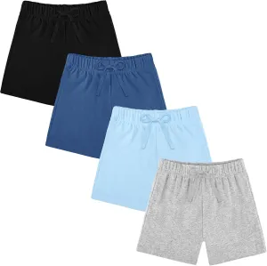 Resinta 4 Packs Unisex Baby Toddler Cotton Shorts Baby Pull-on Shorts with Drawstring Soft Summer Clothes for Daily Wear