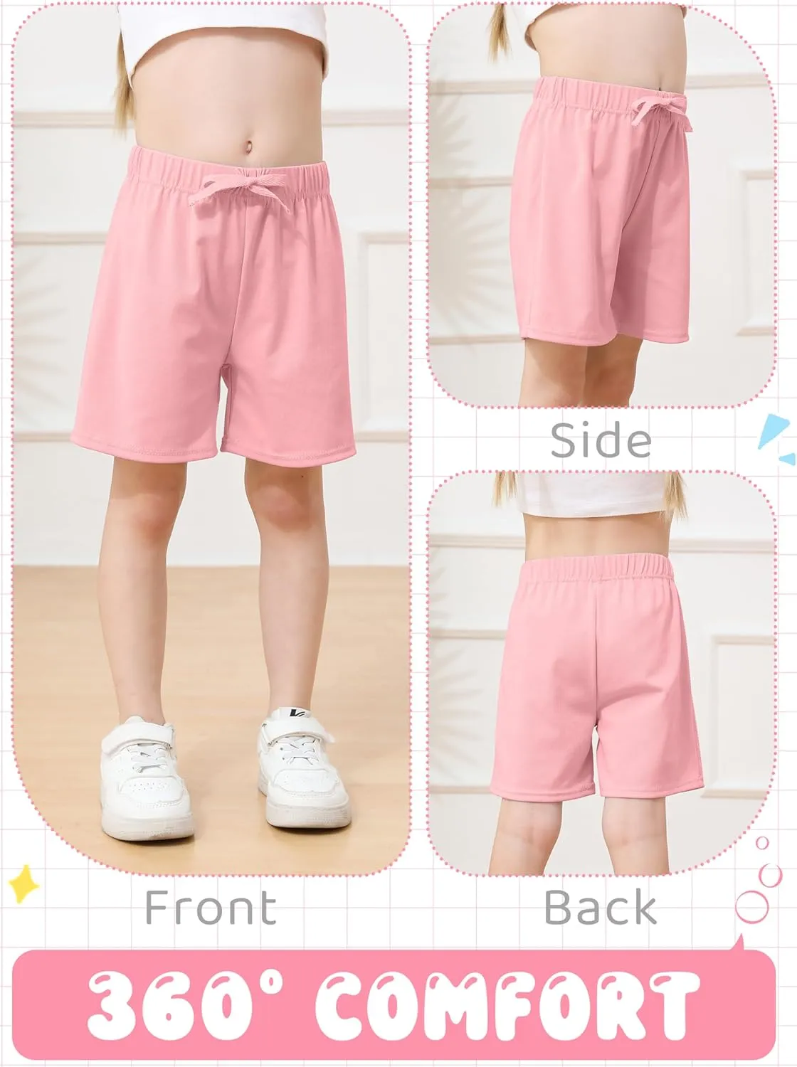 Resinta 4 Packs Unisex Baby Toddler Cotton Shorts Baby Pull-on Shorts with Drawstring Soft Summer Clothes for Daily Wear