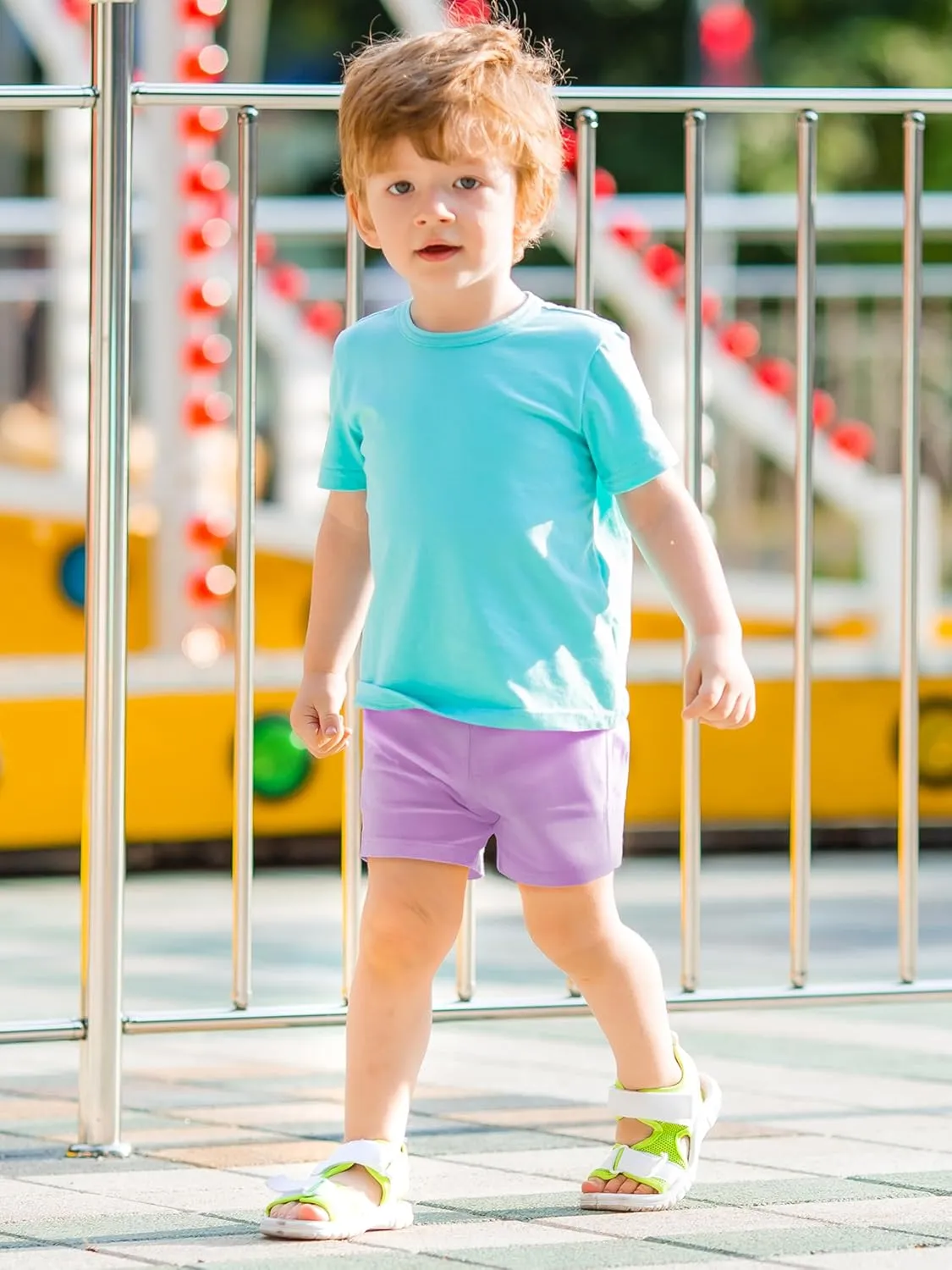 Resinta 4 Packs Unisex Baby Toddler Cotton Shorts Baby Pull-on Shorts with Drawstring Soft Summer Clothes for Daily Wear