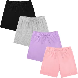 Resinta 4 Packs Unisex Baby Toddler Cotton Shorts Baby Pull-on Shorts with Drawstring Soft Summer Clothes for Daily Wear