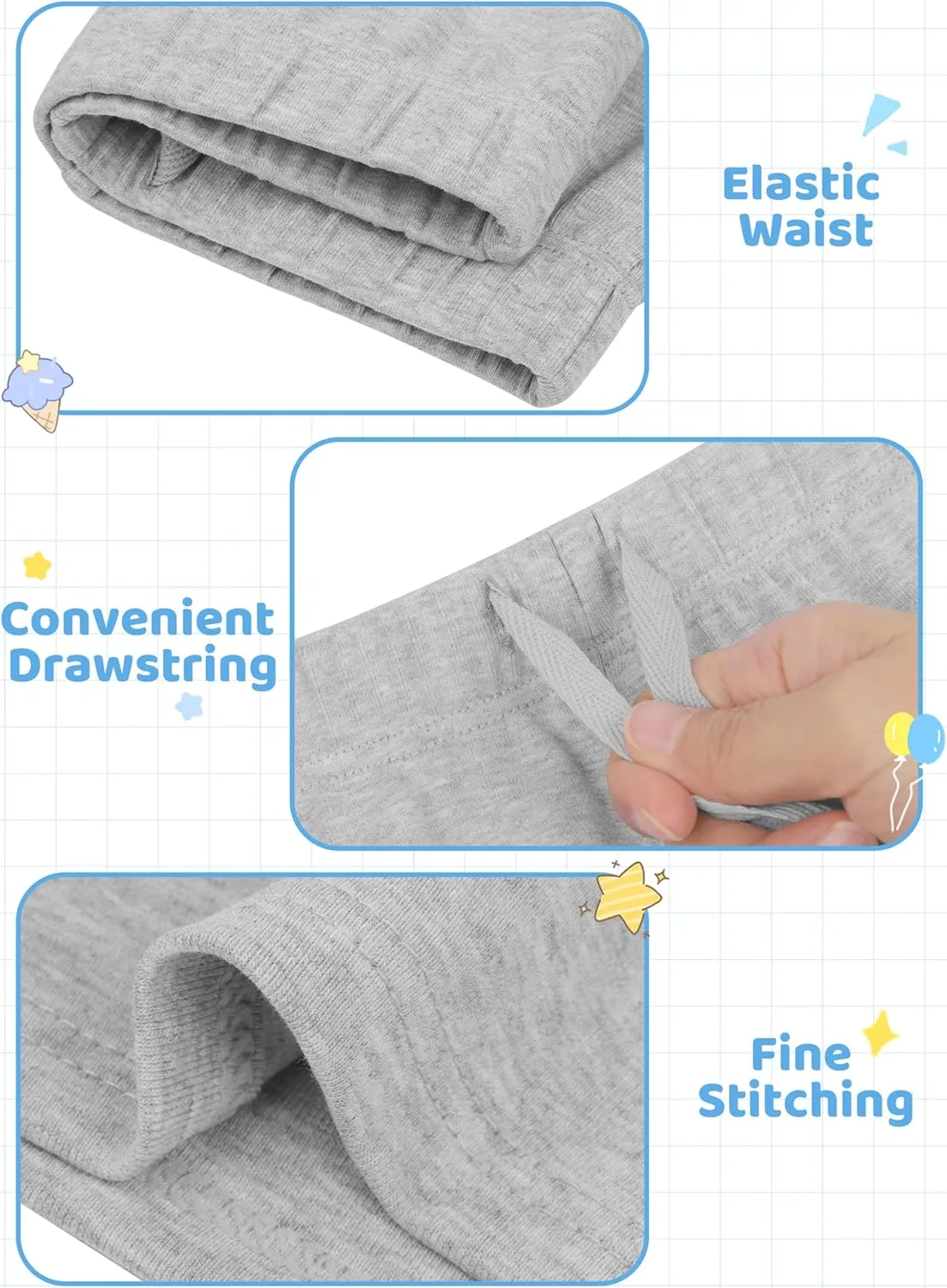 Resinta 4 Packs Unisex Baby Toddler Cotton Shorts Baby Pull-on Shorts with Drawstring Soft Summer Clothes for Daily Wear