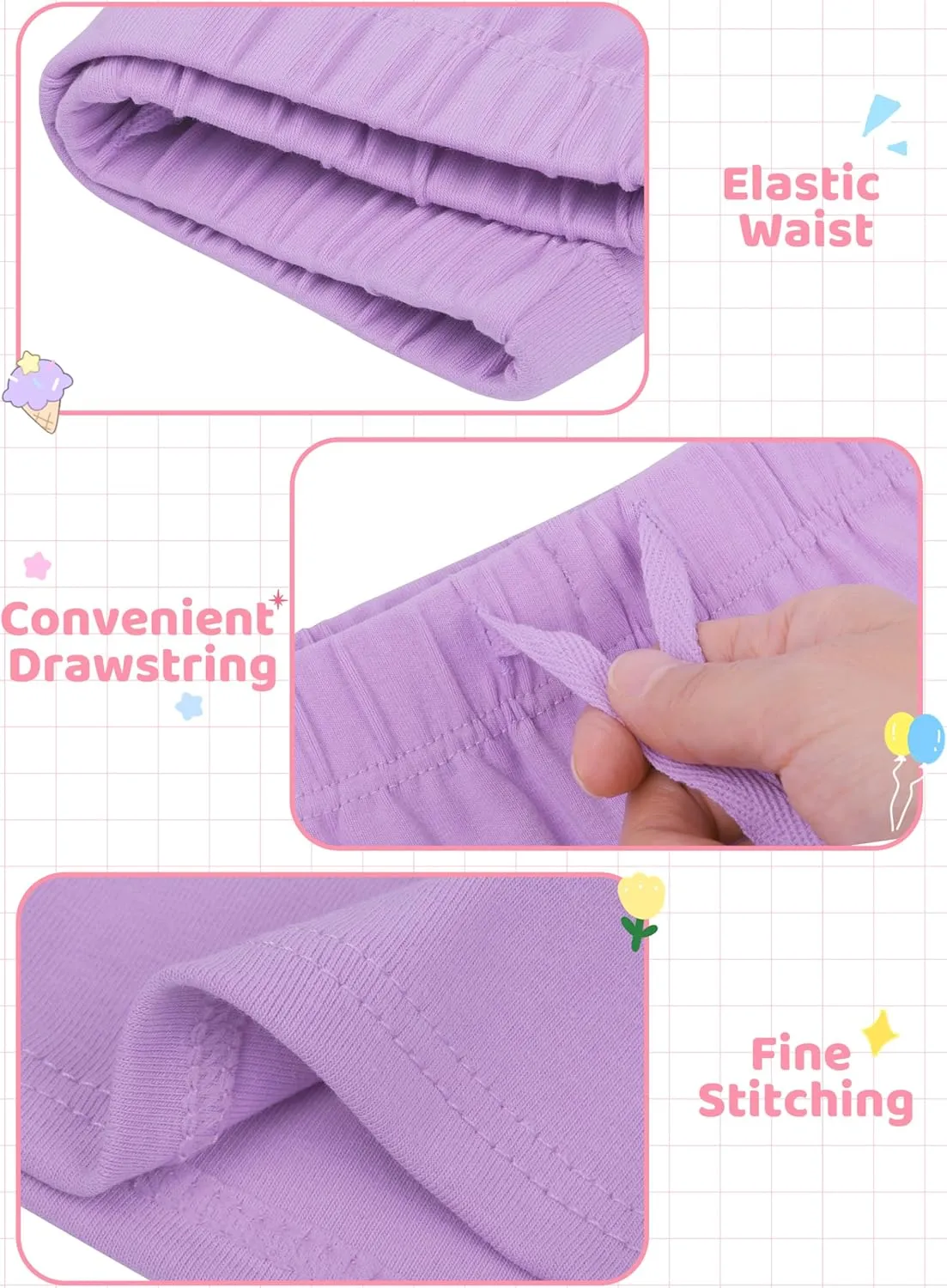 Resinta 4 Packs Unisex Baby Toddler Cotton Shorts Baby Pull-on Shorts with Drawstring Soft Summer Clothes for Daily Wear
