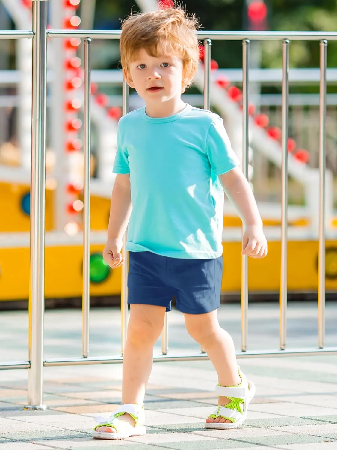 Resinta 4 Packs Unisex Baby Toddler Cotton Shorts Baby Pull-on Shorts with Drawstring Soft Summer Clothes for Daily Wear