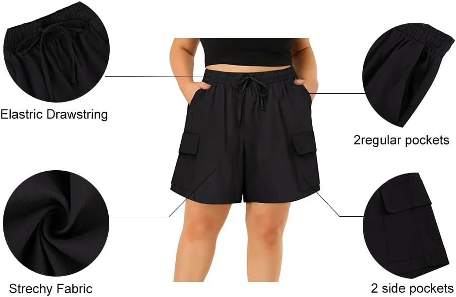 RITERA Plus Size Shorts for Curvy Women Lightweight Elastic Waist with Pockets Drawstring Womens Casual Shorts for Summer