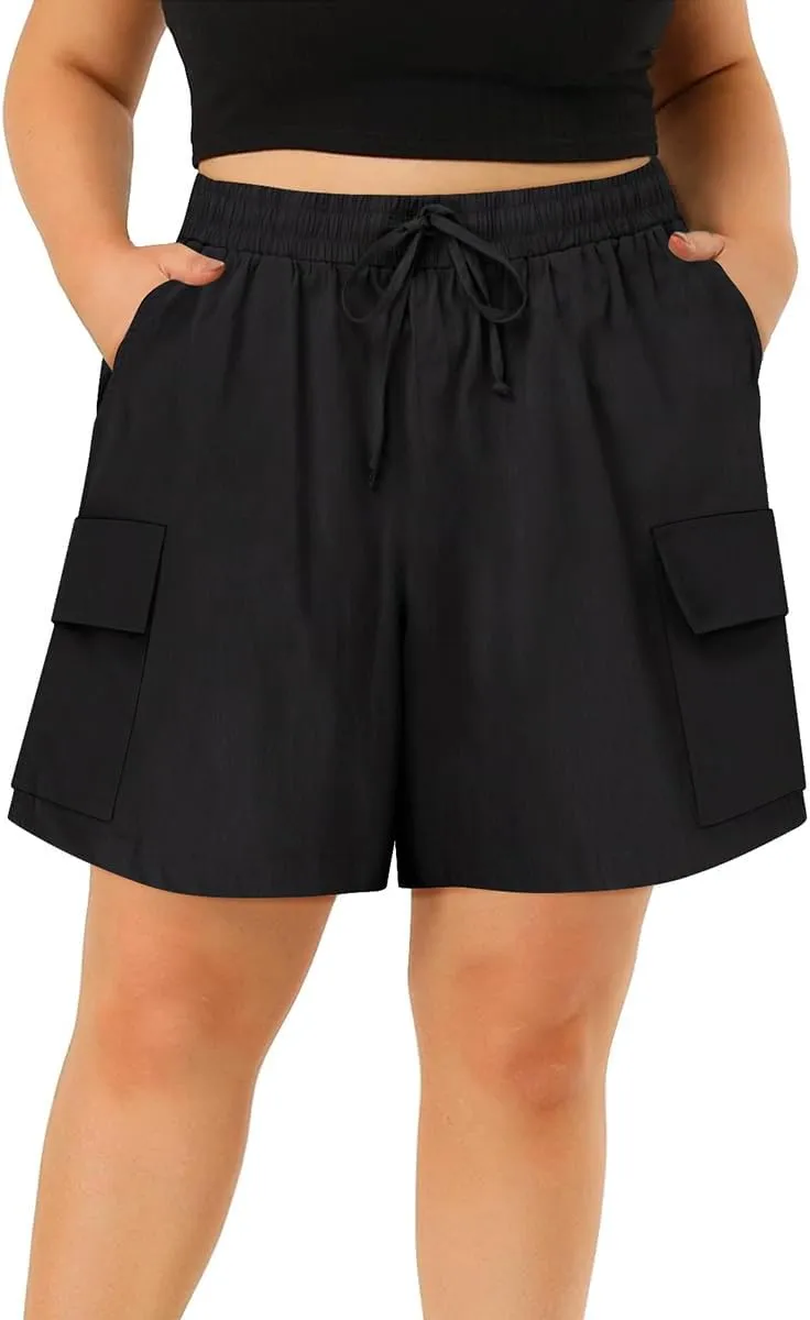 RITERA Plus Size Shorts for Curvy Women Lightweight Elastic Waist with Pockets Drawstring Womens Casual Shorts for Summer