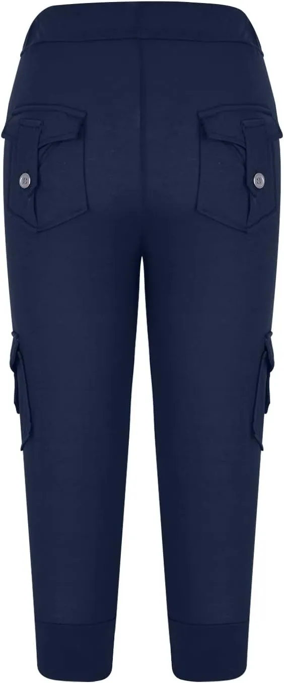 RKSTN Womens Capri Pants for Summer 2025 Casual Lightweight Leggings High Wasit Elastic Pant with Pockets Cropped Trousers