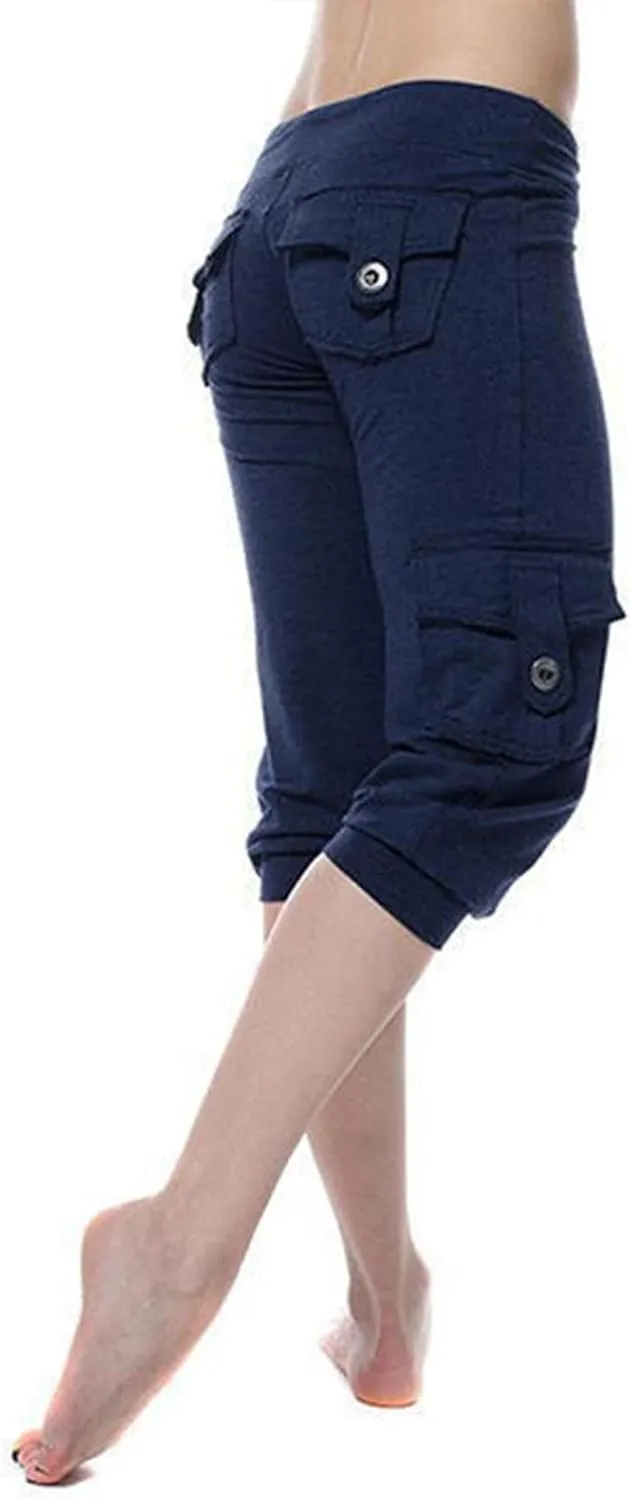 RKSTN Womens Capri Pants for Summer 2025 Casual Lightweight Leggings High Wasit Elastic Pant with Pockets Cropped Trousers
