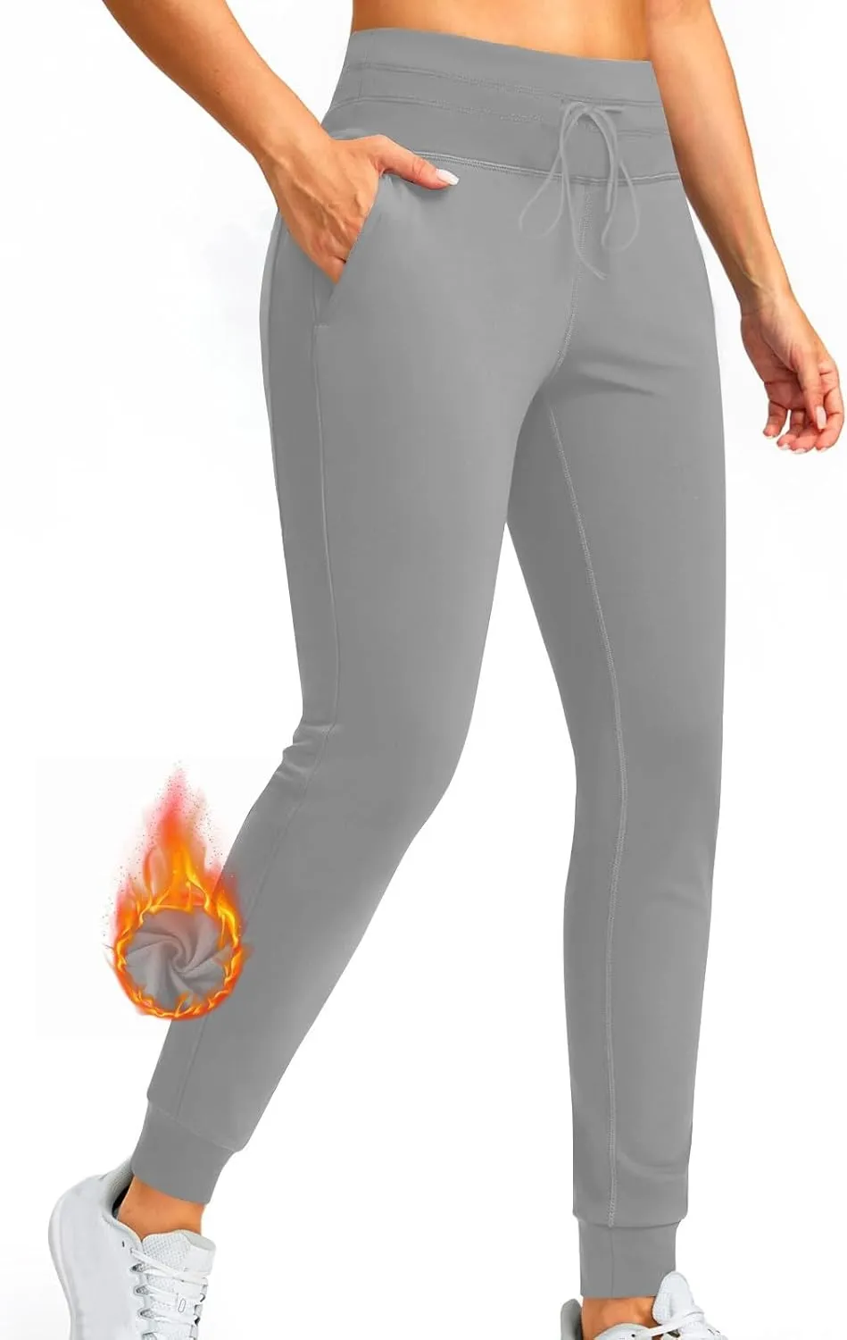 RKSTN Womens Fall Winter Yoga Pants Fleece Lined Leggings High Waist Drawstring Stretchy Sports Running Fitness Pant