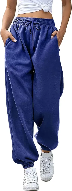 Rvidbe Sweatpants for Women Tall, Trouser Pants for Women Wide Leg, Women's Sweatpants with Pocket Women's Sport Baggy Sweatpants High Waist Workout Loose Fit Lounge Comfy Running Pants