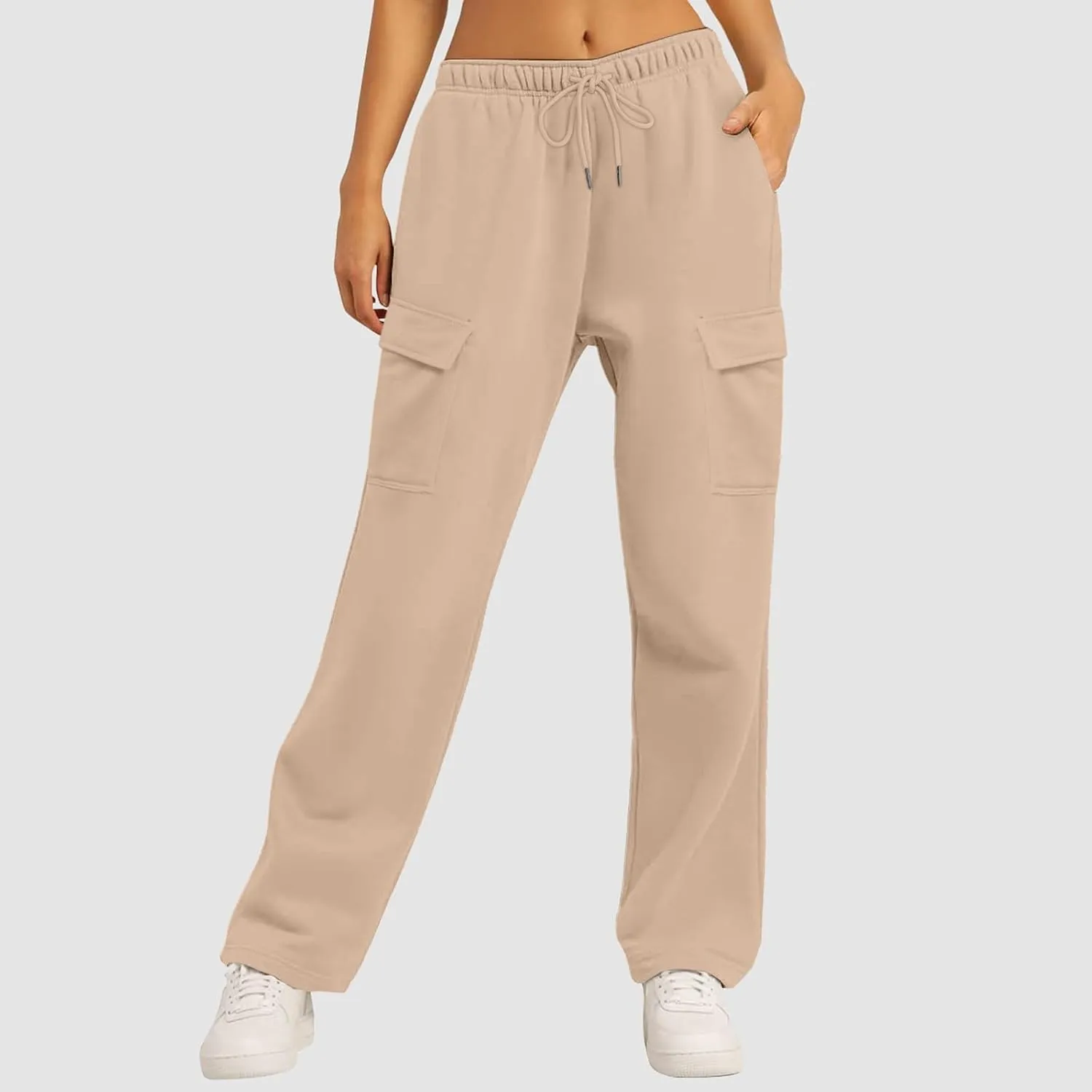 Scrub Pants for Women Workout Sweatpants High Waisted Baggy Casual Elastic Waist