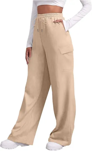 Scrub Pants for Women Workout Sweatpants High Waisted Baggy Casual Elastic Waist