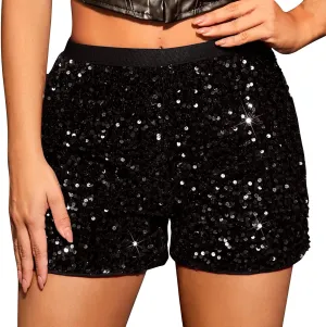 Sequin Shorts for Women Sparkle Summer Causal Hot Pants Glitter Rave Party Clubwear Night-Out Disco Costume Shorts