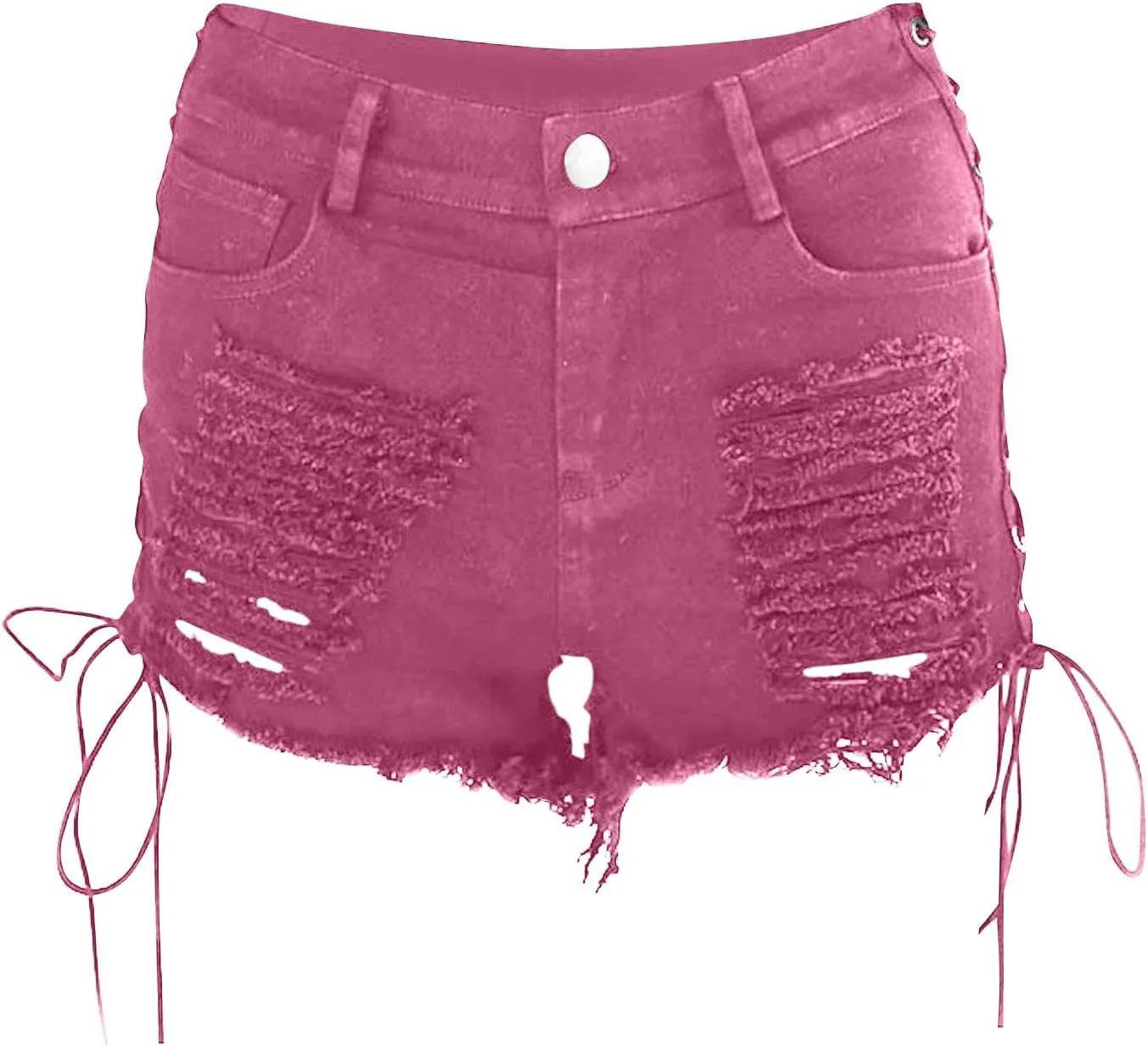 Sexy Distressed Jean Shorts Womens High Waisted Lace Up Denim Shorts with Pockets Night Party Ripped Short Jeans 2025