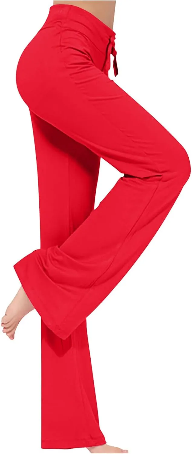 SMIDOW Womens High Waist Yoga Pants Casual Loose Wide Leg Bootcut Workout Leggings Comfy Lounge Long Trousers