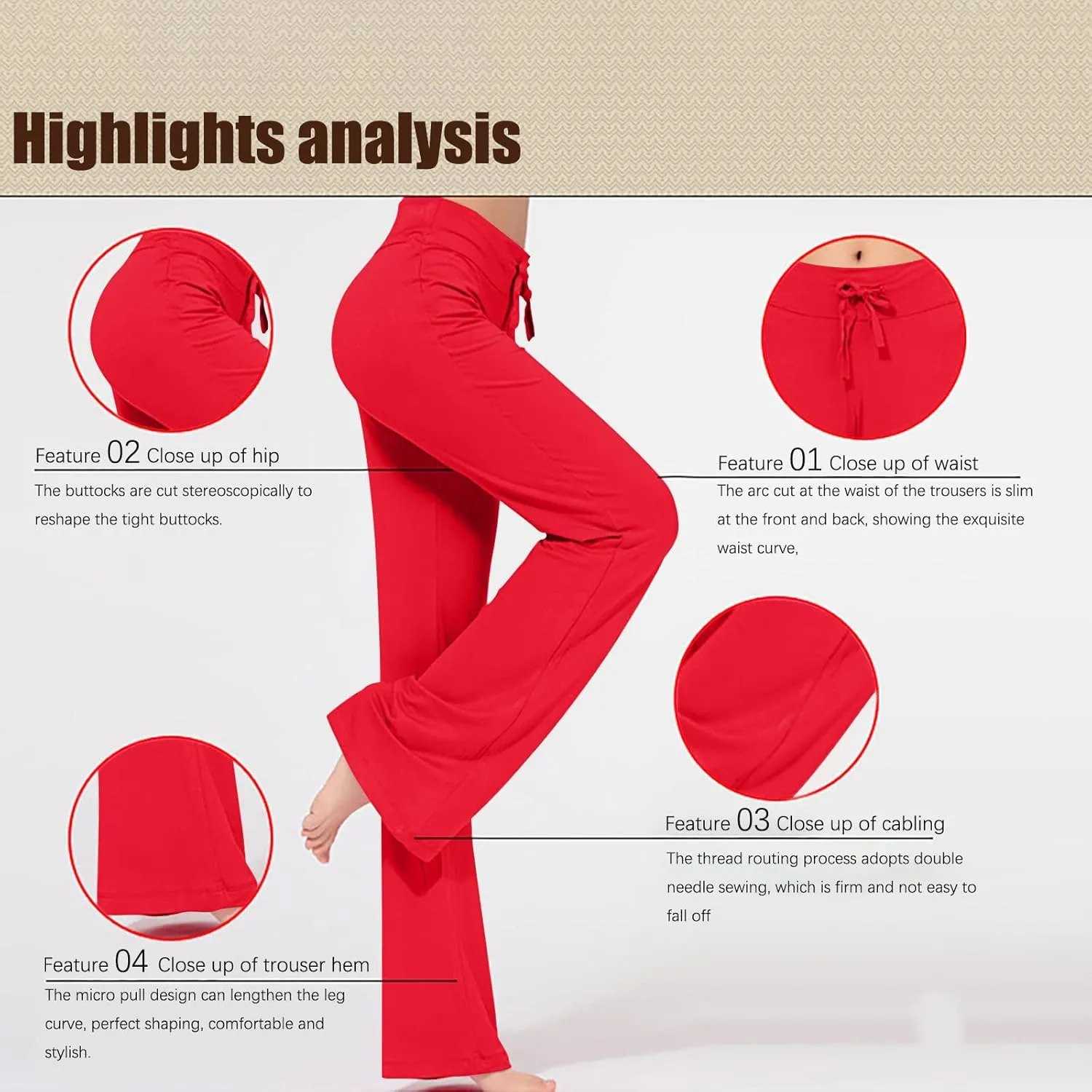 SMIDOW Womens High Waist Yoga Pants Casual Loose Wide Leg Bootcut Workout Leggings Comfy Lounge Long Trousers