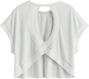 SOLY HUX 2024 Open Back Tops for Women Criss Cross Cut Out Tee Backless Casual Short Sleeve Round Neck T Shirt
