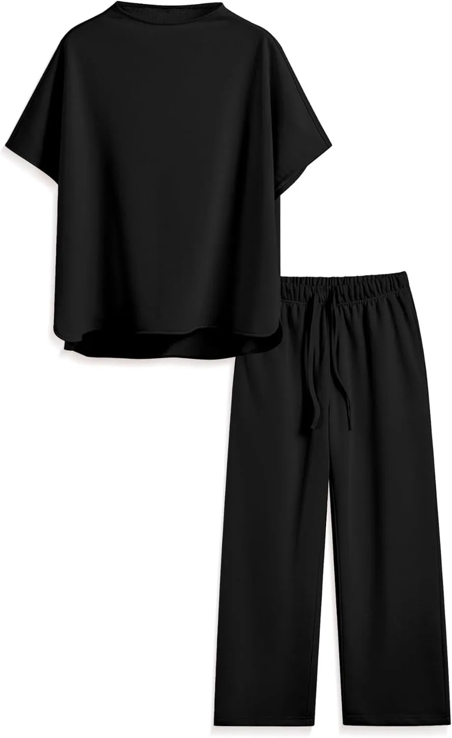 Songling 2 Piece Sets For Women Short Sleeve Pullover Tops and Wide Leg Pants Travel Lounge Matching Set With Pockets