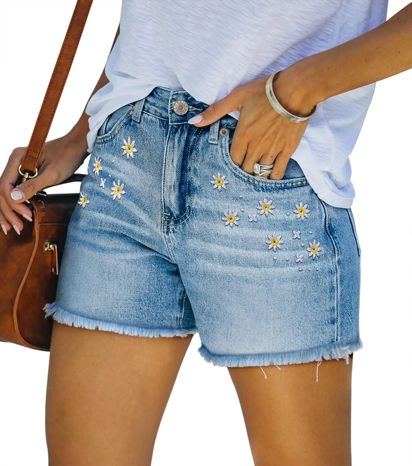 StunShow Women's Denim Shorts Mid Waist Jean Short