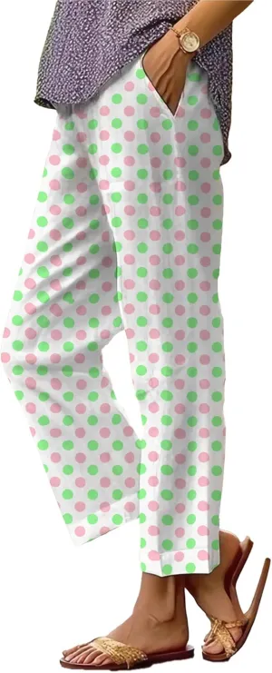 Summer Linen Pants for Women Casual Wide Leg Pants Plus Size Palazzo Pants Drawstring Elastic Waist Boho Pants