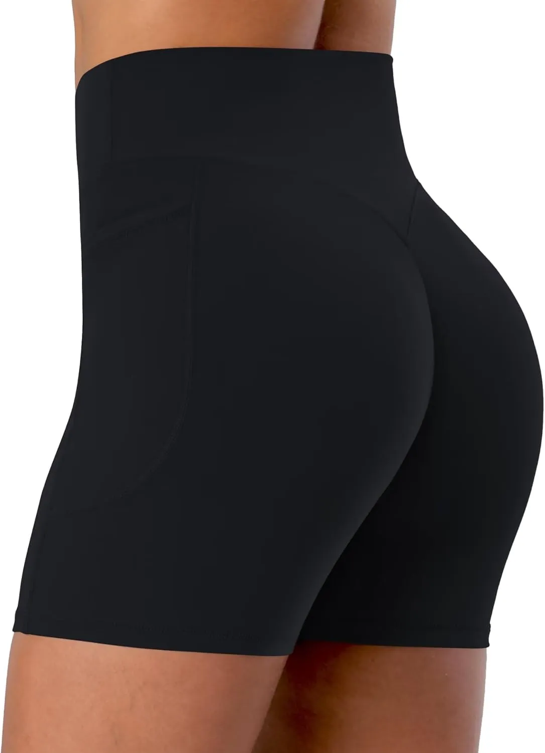 Sunzel Hidden Butt Lifting Scrunch Biker Shorts Women with Pockets Crossover High Waist Yoga Gym Workout Tummy Control Shorts