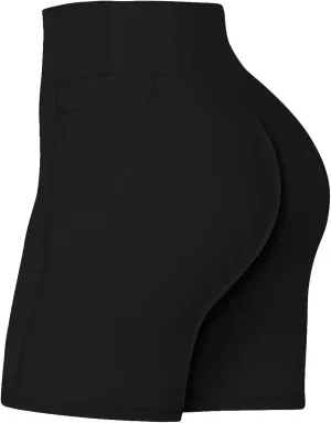 Sunzel No Front Seam Biker Shorts for Women with Pockets, Yoga Workout Gym Bike Shorts with Tummy Control