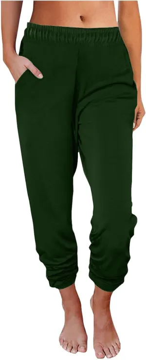 Sweatpants for Women with Pockets Stretch High Waist Jogger Sweat Pants Loose Fit Casual Lightweight Workout Trousers