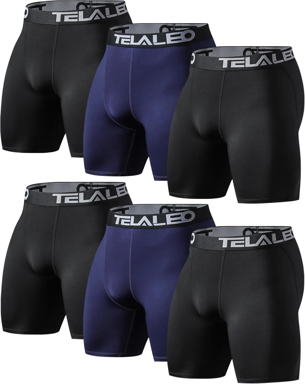 TELALEO 6 or 5 Pack Compression Shorts for Men Spandex Sport Shorts Athletic Workout Running Performance Baselayer Underwear
