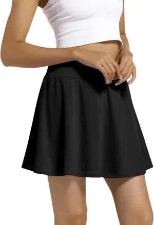 Tennis Skorts for Women Tummy Control High Waisted Golf Skirts Casual Lightweight Running Skort Workout A-Line Mini Skirt