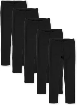 The Children's Place Girls Leggings,Black 5 Pack,L (10/12)
