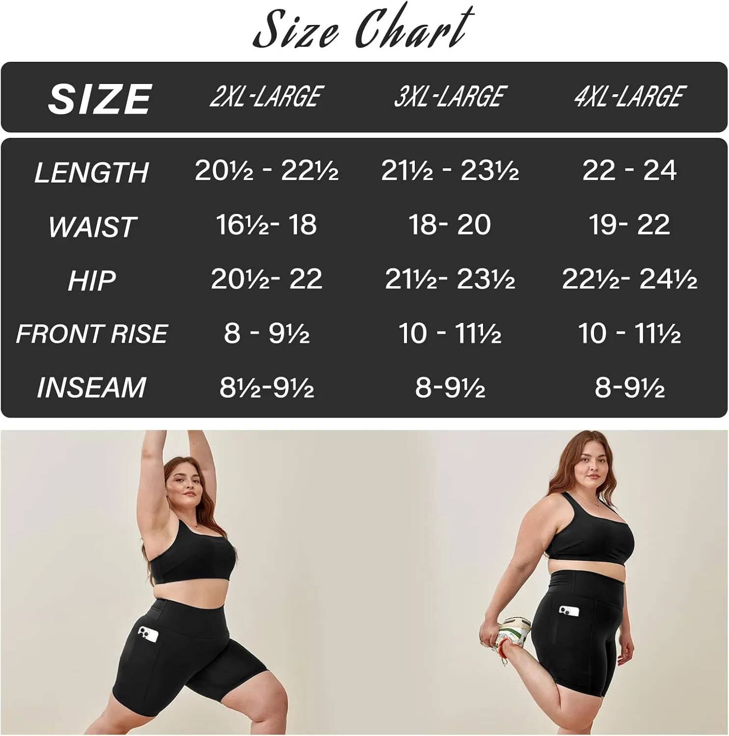 TNNZEET 2 Pack Plus Size Biker Shorts for Women - 8" Black High Waisted Tummy Control Spandex Workout Shorts (XL-4XL)