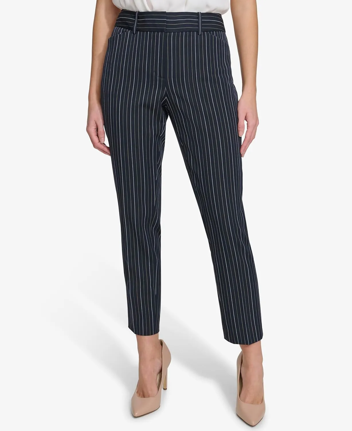 Tommy Hilfiger Women's Slim Fit Pinstripe Print Trousers