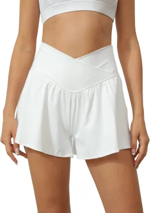 Tongmingyun Women Crossover Shorts Flowy Athletic Butterfly 2 in 1 Shorts with Pocket High Waist Running Workout Skorts