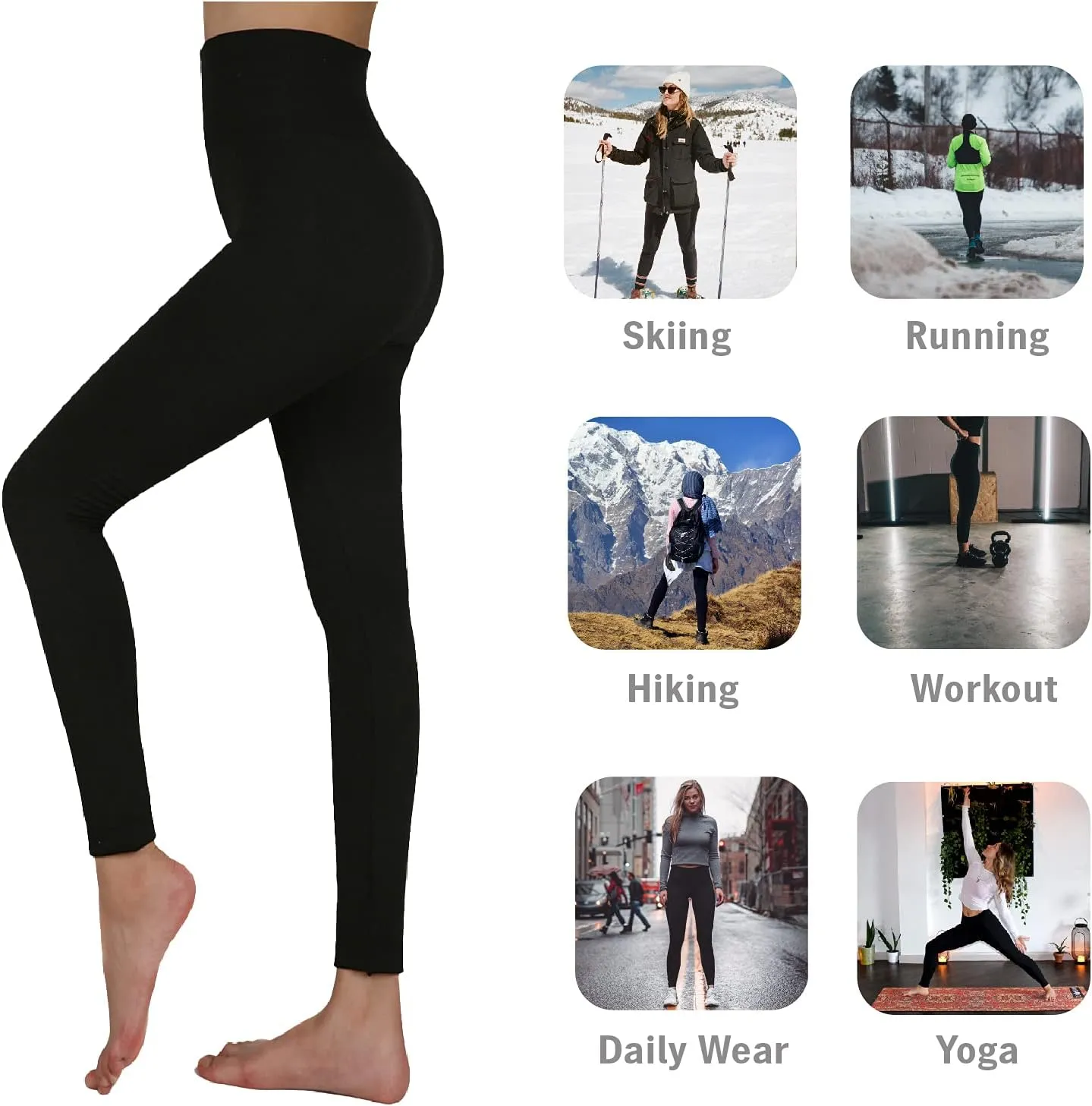 TRIUNION 3 Pack Thermal Fleece Lined Leggings Women High Waisted Tummy Control Winter Warm Yoga Pants for Workout&Running