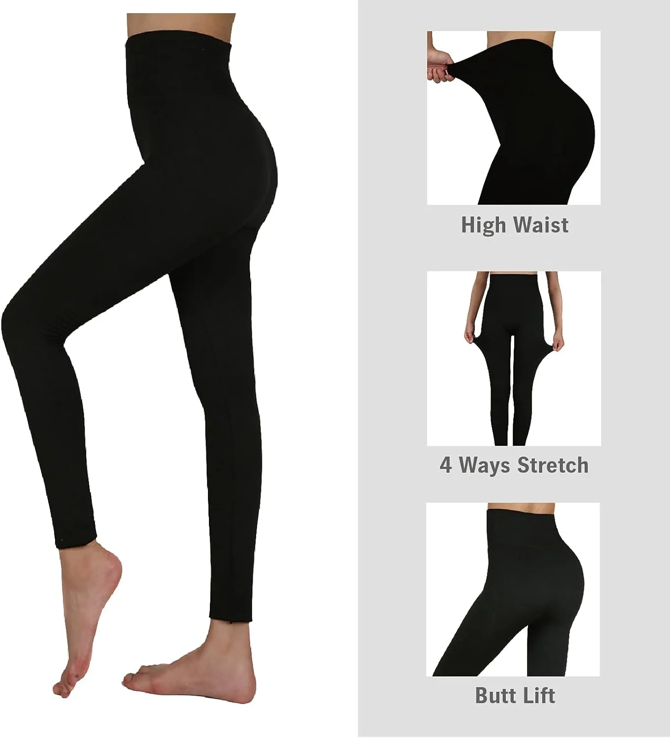 TRIUNION 3 Pack Thermal Fleece Lined Leggings Women High Waisted Tummy Control Winter Warm Yoga Pants for Workout&Running